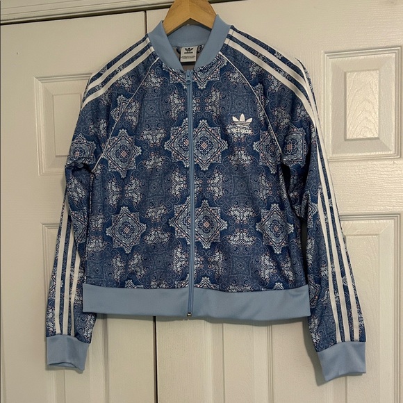 Adidas Blue Geometric Print Jacket - Picture 1 of 5